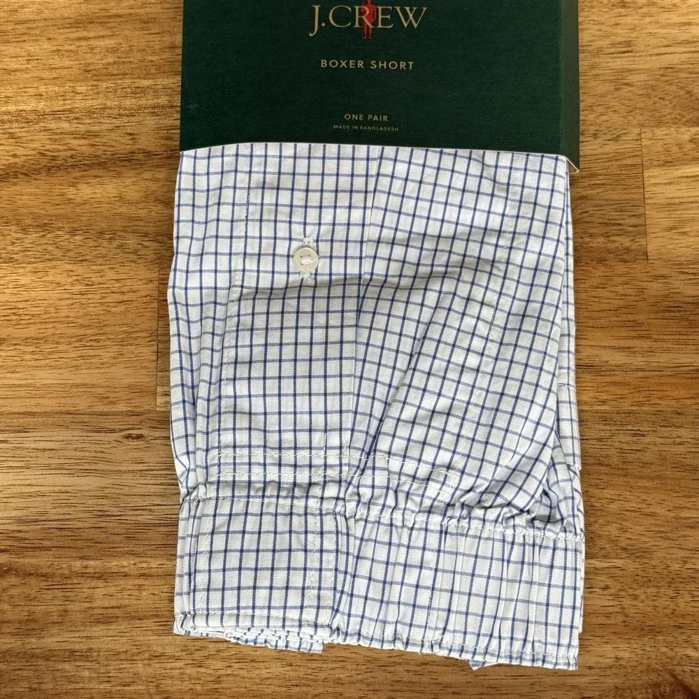 NWT J CREW Boxer Short Underwear Sz M Blue Check Classic Comfort Oarsman